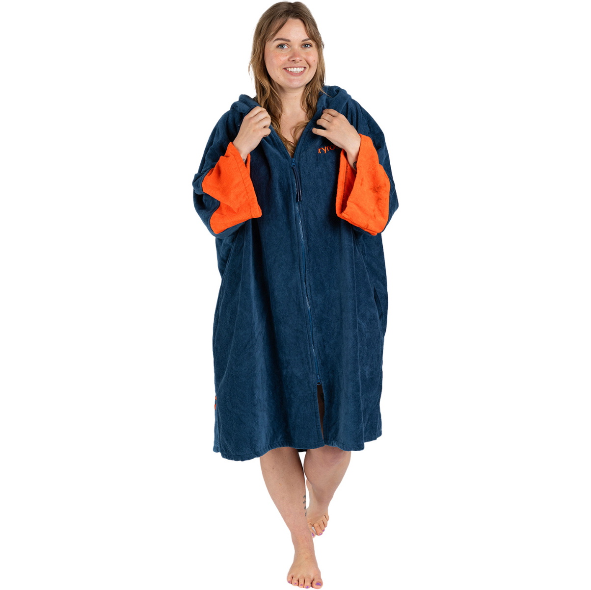 2026 Dryrobe Badjas Voor Volwassenen Met Capuchon En Ritssluiting FZORGTWLDSB -.. Deep Sea Blue
